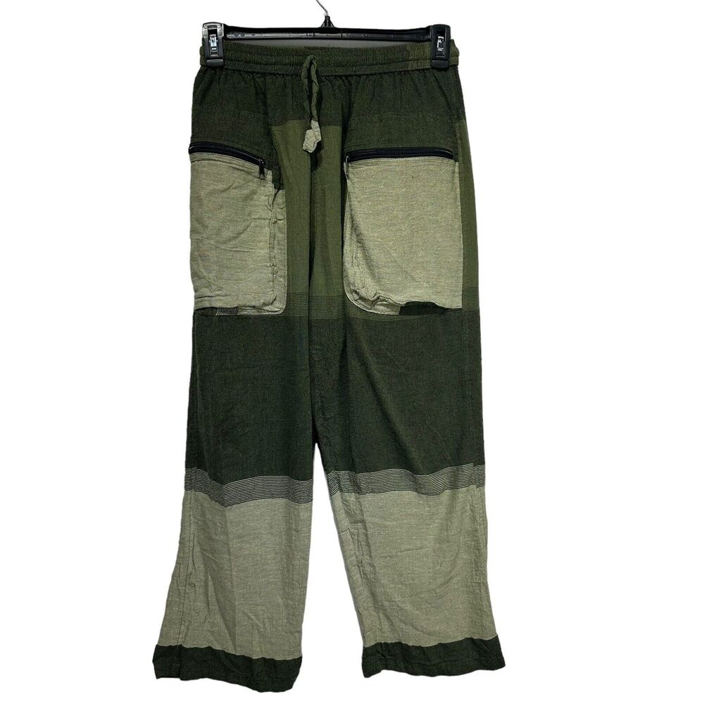 nepal cotton drawstring pants zip pockets yoga festival patchwork